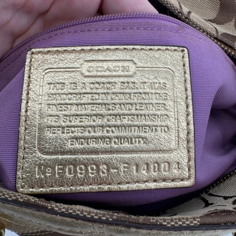 Coach Patchwork Signature Metallic Gold Brown Tote Shoulder Bag F14004 Boho Y2K - Picture 16 of 16